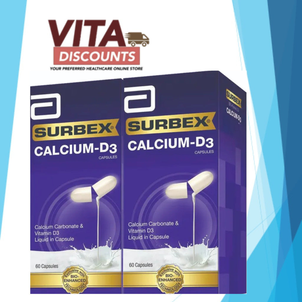 Surbex Calcium-D3 Caps (60's x 2 Pack) [Exp 04/2027]
