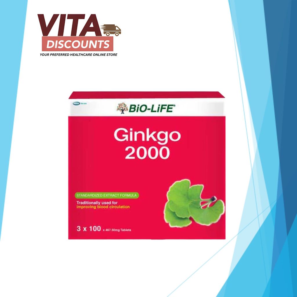 Bio-Life Ginkgo 2000 Tabs (100's x 3 Pack) [Exp 01/2027]