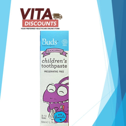 Buds Children Toothpaste - Fluoride/Xylitol Peppermint/Strawberry/Blackcurrant (50ml) [Exp 01/2028]