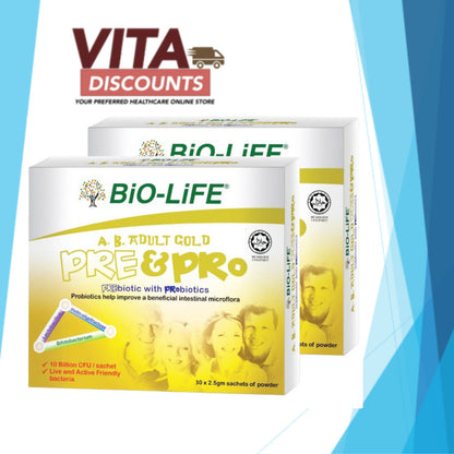 Bio-Life Ab Adult Gold Pre&Pro Powder (2.5g x 30's x 2 Pack) [Exp 10/2026]