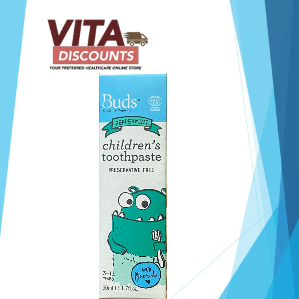 Buds Children Toothpaste - Fluoride/Xylitol Peppermint/Strawberry/Blackcurrant (50ml) [Exp 01/2028]