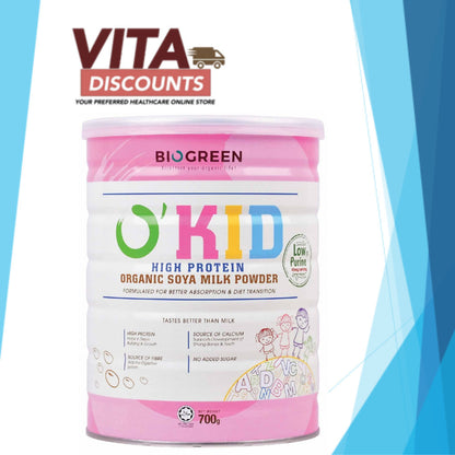 Biogreen O'Kid High Protein Organic Soya Milk Powder (700g) [Exp 11/2028]