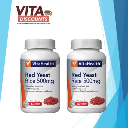Vitahealth Red Yeast Rice 500mg Vcaps (60's x 2 Pack) [Exp 05/2027]