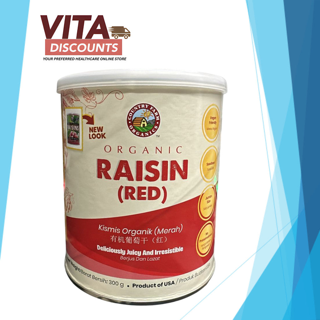 Country Farm Organics Certified Organic Raisins Red Seedless (300g) [Exp 08/2026]